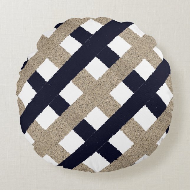 Coussins Ronds Marine / Beige / Blancs (Devant)