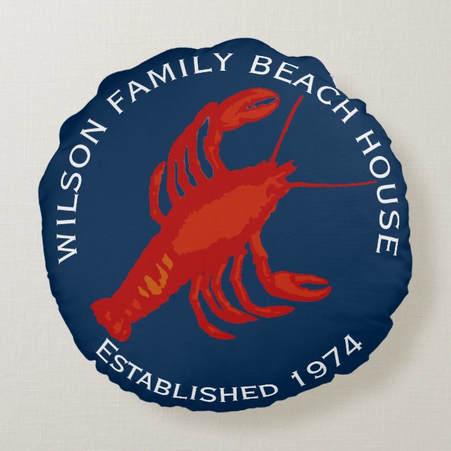 Coussins Ronds Marine Round Red Lobster Family Beach House (Dos)