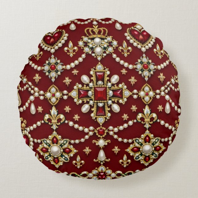 Coussins Ronds Mary Queen of Scots Inspired Design Magical Jewels (Devant)