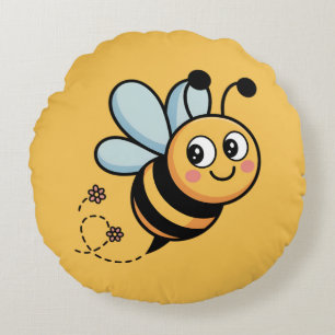 Coussins Ronds Mascotte d'abeille adaptée aux enfants avec une tr