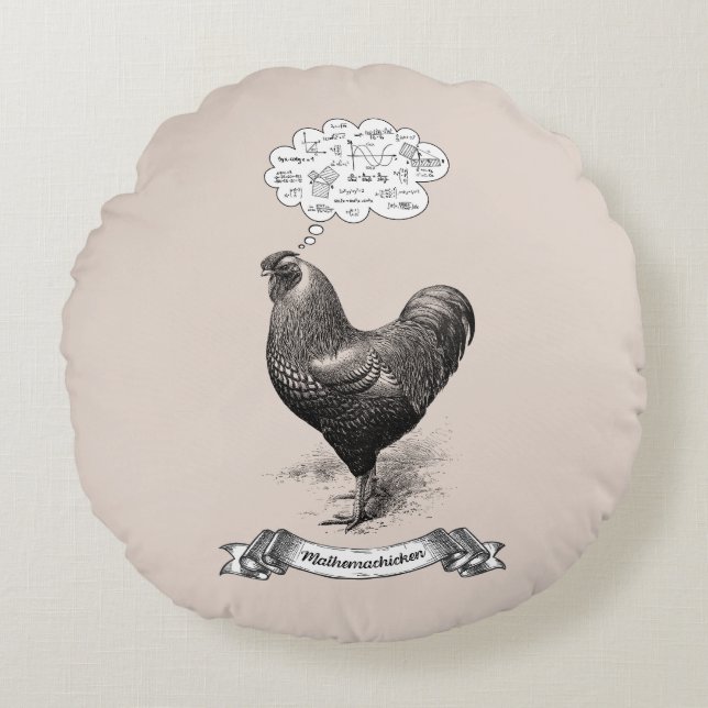 Coussins Ronds Mathemachicken Funny Math Poulet de poulet Plaisan (Devant)