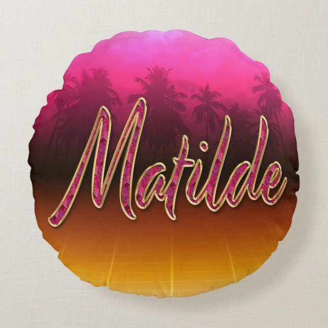 Coussins Ronds Matilde Prénom Golden Pink (Devant)