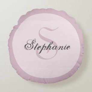 Coussins Ronds Mauve Pink Modern Unique Typography Monogrammed
