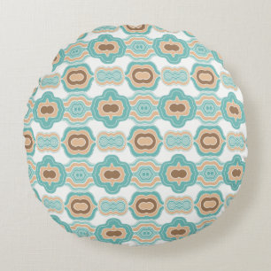 Coussins Ronds médaillon bleu/tan/marron coloré