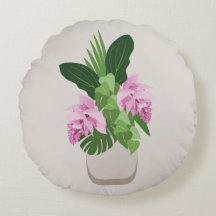 Medinilla Tropical Fleur rose dans Vase Beige