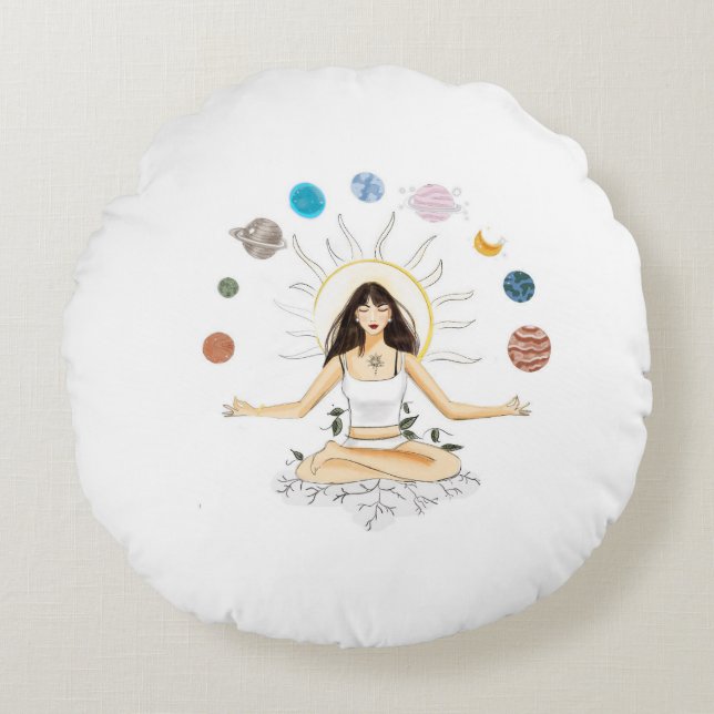 Coussins Ronds Meditation art (Devant)