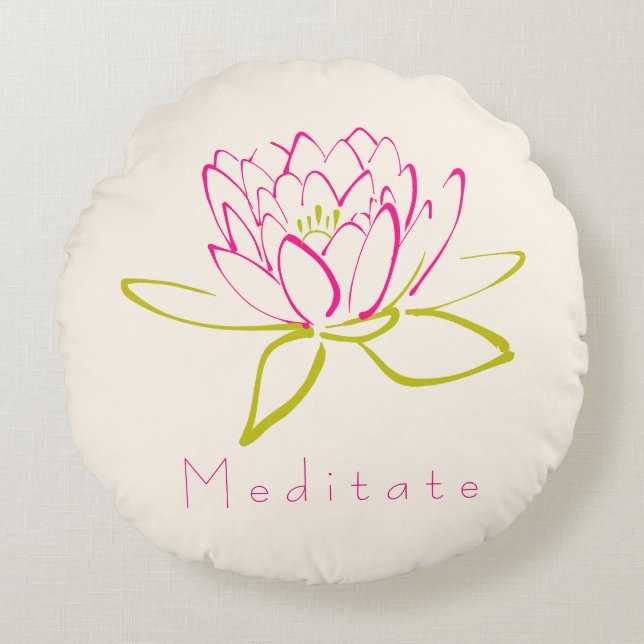 Coussins Ronds Méditez. Fleur Lotus / Illustration de la couche d (Devant)