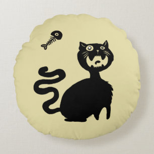 Coussins Ronds Méfiez-vous des chats affamés !