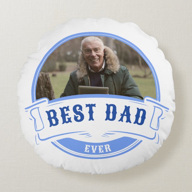 Coussins Ronds Meilleur papa Jamais Fête des pères Cadeau Blanc (Devant)