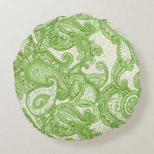 Coussins Ronds Mélange Paisley en vert