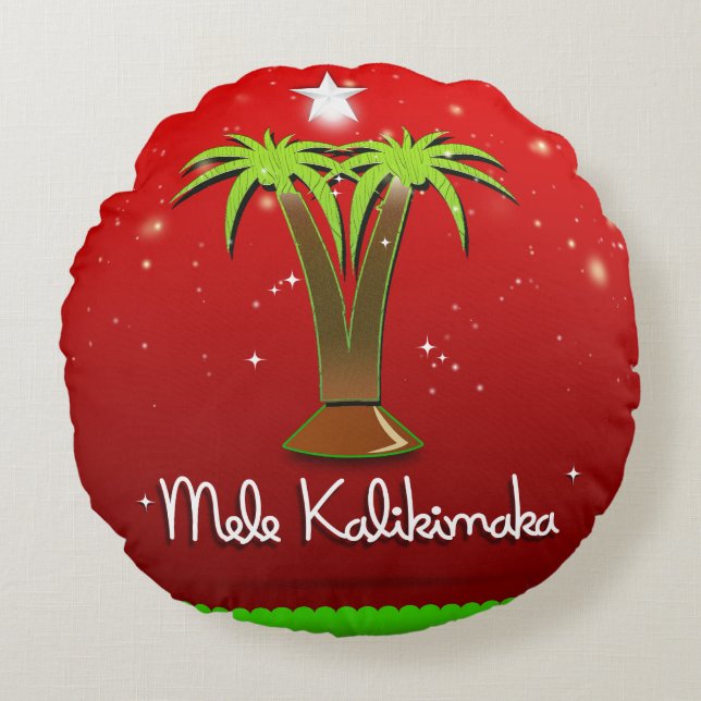 Coussins Ronds Mele Kalikimaka Palm Tree pour Noël (Devant)