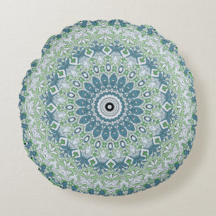 Coussins Ronds Mer Vert et Bleu Côte Motif Mandala