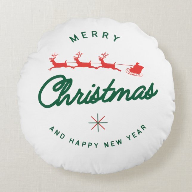 Coussins Ronds Merry Christmas and happy New Year  (Devant)