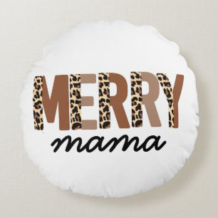 Coussins Ronds "Merry Mama" Bloc de couleur moderne Leopard Boho