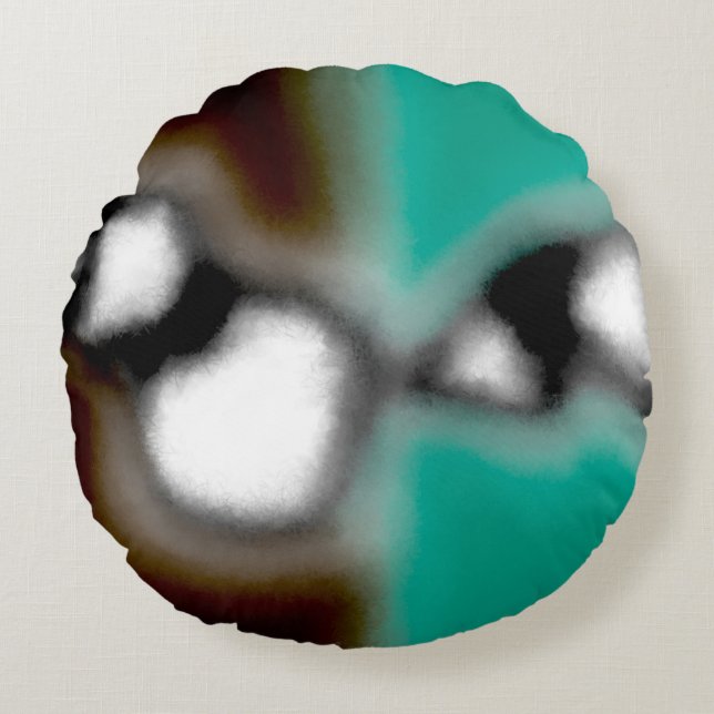 Coussins Ronds Message dans une bouteille : Brown Abstrait, Turqu (Devant)