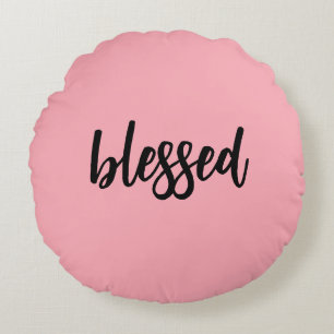 Coussins Ronds Message Modèle clair rose et noir Buffalo plaqué