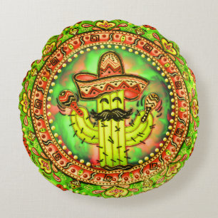 Coussins Ronds Mexique Fiesta Cinco de Mayo Sombrero Casquette Ve