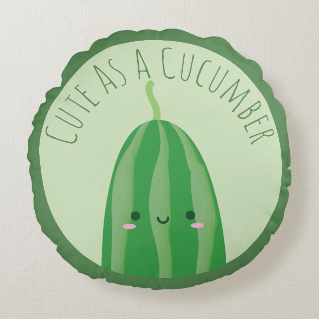 Coussins Ronds Mignonne comme un concombre amusant Kawaii Cutecum (Devant)