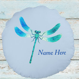 Coussins Ronds Mignonne comme une libellule bleue Bug Green