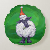 Mignonne mouton à Santa Chapeau sur vert