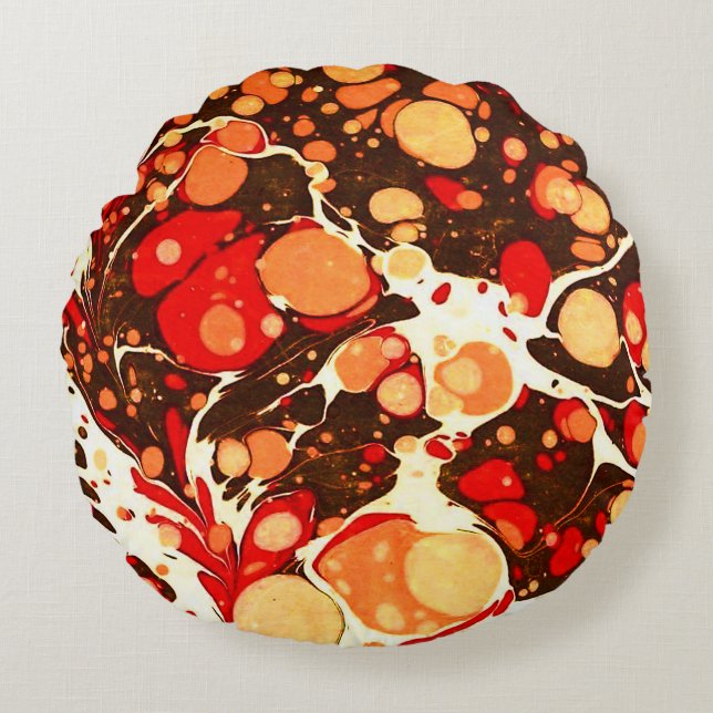 Coussins Ronds Mignons rouge brun orange pierres abstraites (Devant)