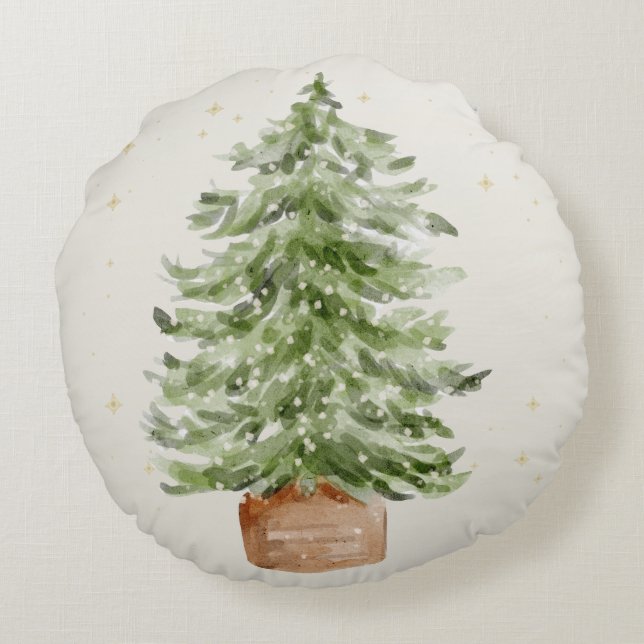 Coussins Ronds Minimalist Christmas Tree Round Throw Pillow (Dos)