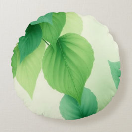 Coussins Ronds Minimalist Green Leaves Art – Botanical Print