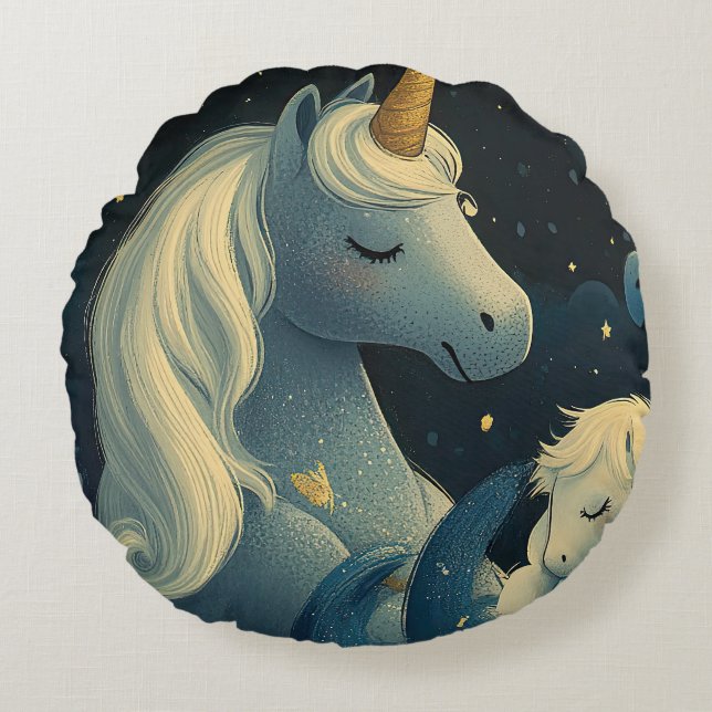 Coussins Ronds Minuit Unicorne Stwood Party (Devant)