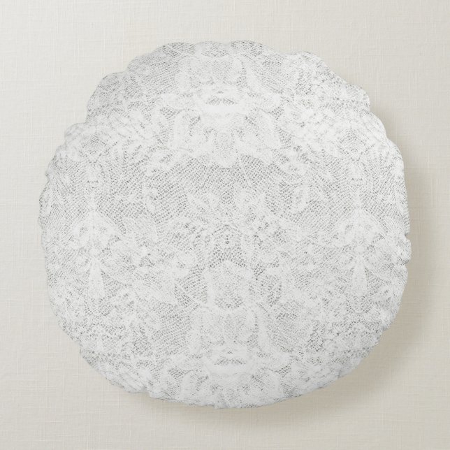 Coussins Ronds Modèle - arrière - plan blanc de dentelle (Devant)