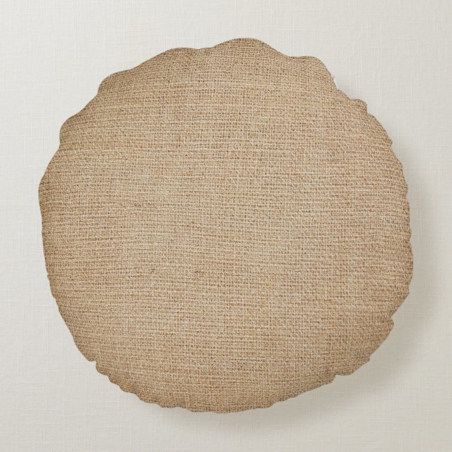 Coussins Ronds Modèle - arrière - plan de toile de jute (Dos)