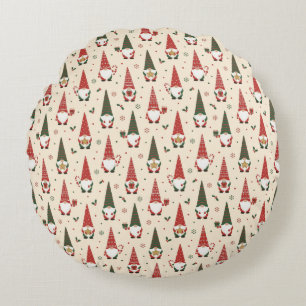 Coussins Ronds Modèle de fête de gnome de Noël