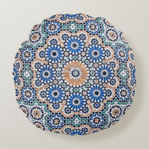 Coussins Ronds Modèle Floral bleu vintage marocain