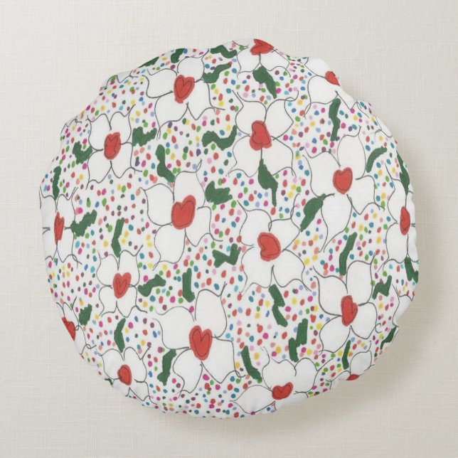 Coussins Ronds Modèle floral classique (Dos)