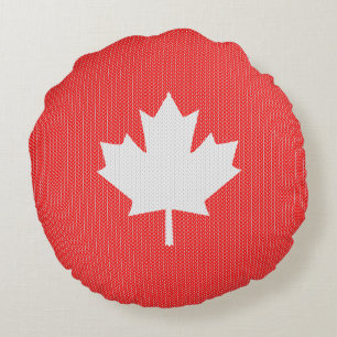 Coussins Ronds Modèle Knit Maple Leaf Tricot Motif