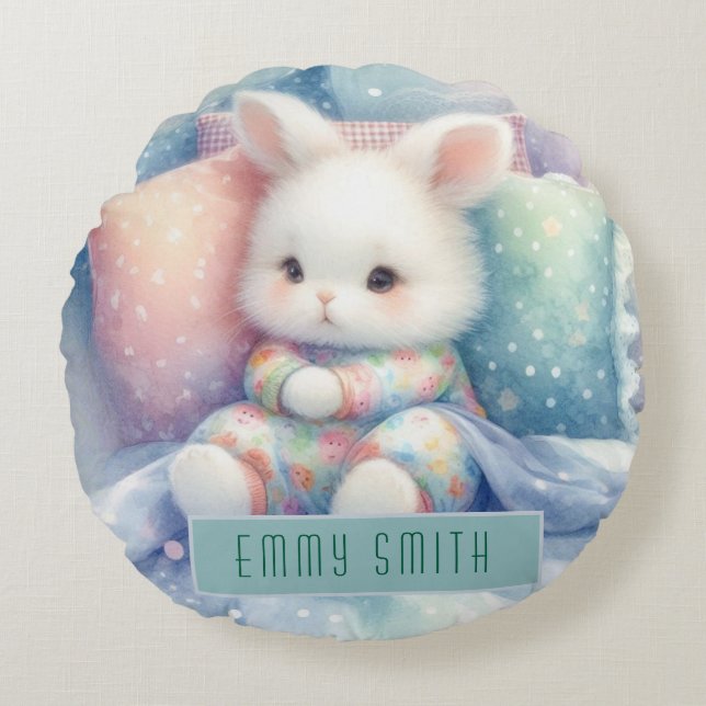 Coussins Ronds Modern Cute Pastel Bunny (Devant)