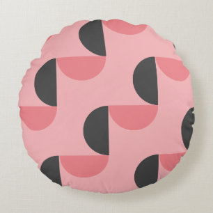 Coussins Ronds Moderne du milieu du siècle rose et gris