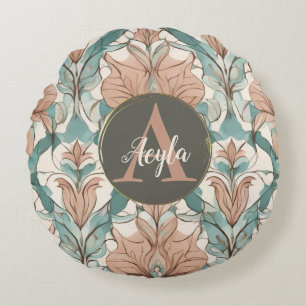 Coussins Ronds Moderne Elégant Botanique Rose Floral Damask