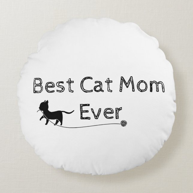 Coussins Ronds Moderne et simple meilleure maman de chat jamais (Devant)