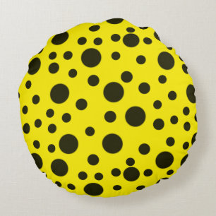 Coussins Ronds Moderne Simple Noir pois motif jaune point