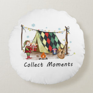 Coussins Ronds Moments de collecte de cadeaux de Noël