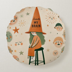 Coussins Ronds Mon cerveau à l'intérieur de l'illustration