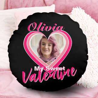 Coussins Ronds Mon Doux Cœur de la Saint-Valentin Nom Personnalis