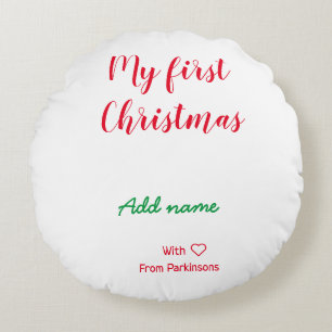 Coussins Ronds Mon premier Noël ajouter nom de famille nom de fam