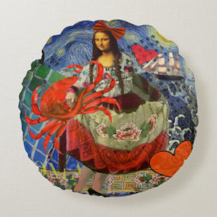 Coussins Ronds Mona Lisa Fun Zodiaque Fantaisiste 