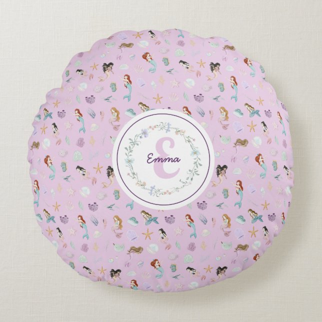 Coussins Ronds Monogramme de sirènes lunaires (Devant)