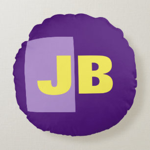 Coussins Ronds Monogramme Lettres initiales violet jaune