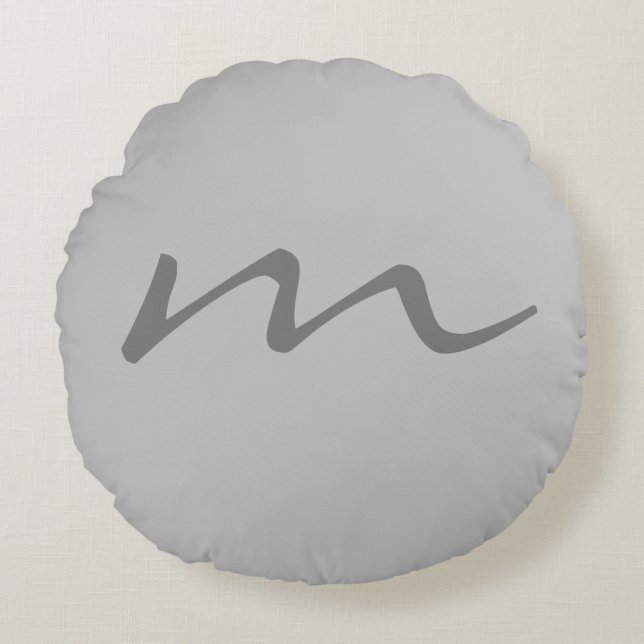 Coussins Ronds monogramme moderne tendance gris professionnel (Devant)