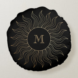 Coussins Ronds Monogramme Mon Soleil et Lune Mer Noir céleste