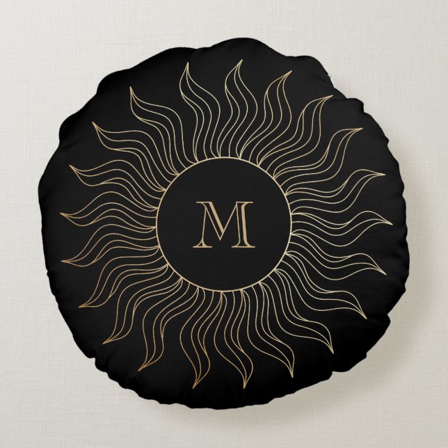 Coussins Ronds Monogramme Mon Soleil et Lune Mer Noir céleste (Dos)