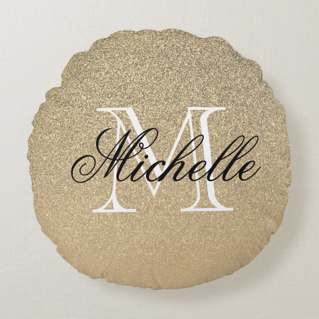 Coussins Ronds Monogramme Parties scintillant d'or (Devant)